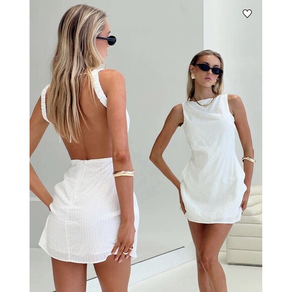 Princess Polly Dresses & Skirts - Princess Polly Swoon White Open Back Cotton Mini Dress Size 0 NWT $65